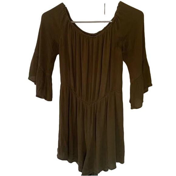 NWOT TOPSHOP Khaki/dark olive Green romper dress size‎ 2/small - Picture 1 of 4